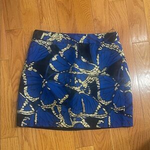 Milly Blue and Gold Butterfly Pattern Mini Skirt